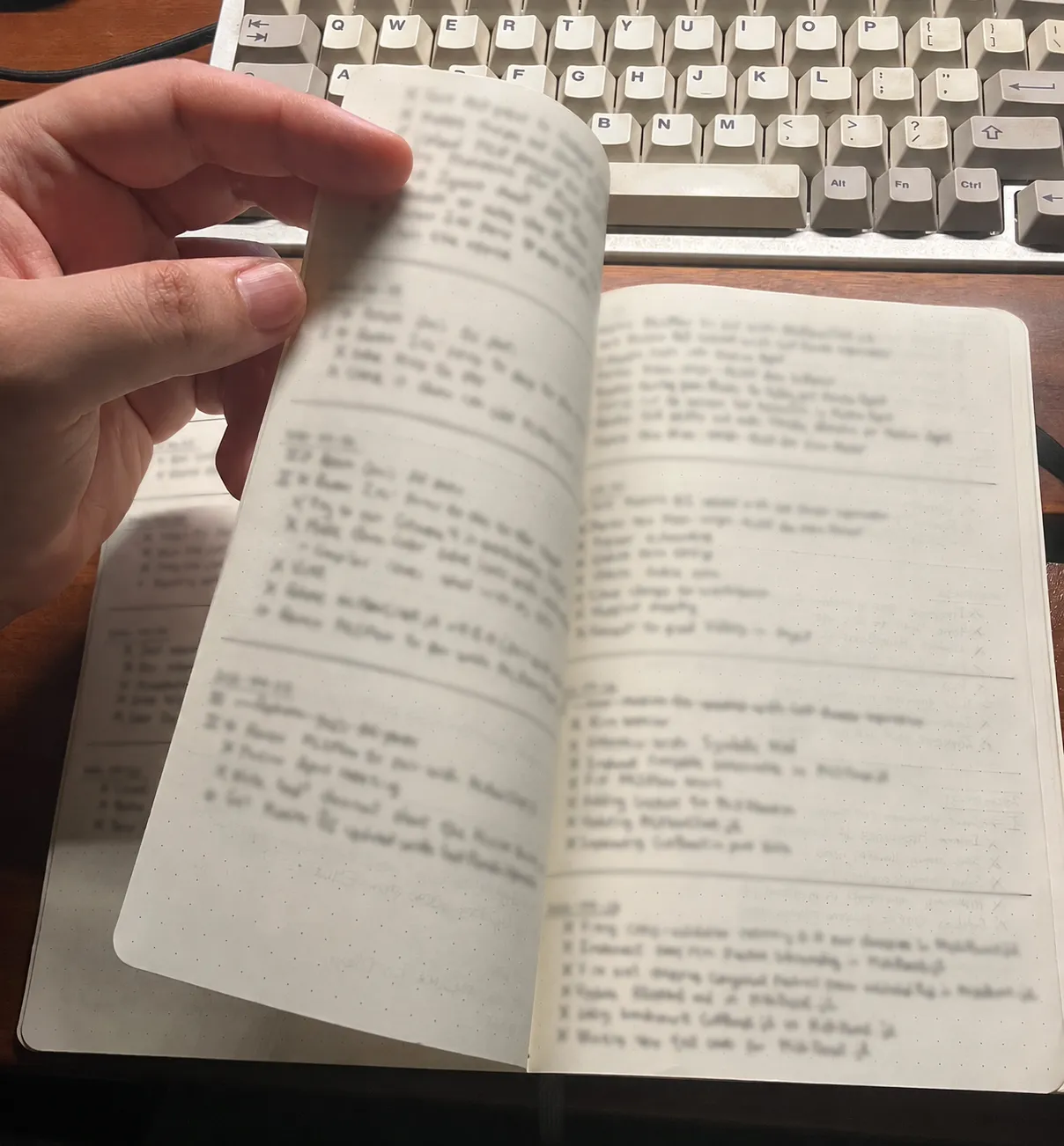 Notebook with blurred content